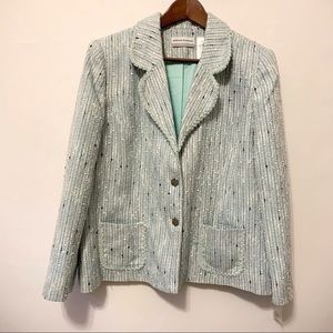 Alfred Dunner Green Tweed Jacket Blazer 14P